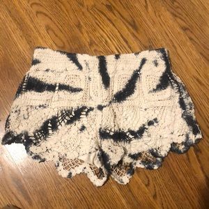 Surf Gypsy Navy Tie Dye Crochet Shorts